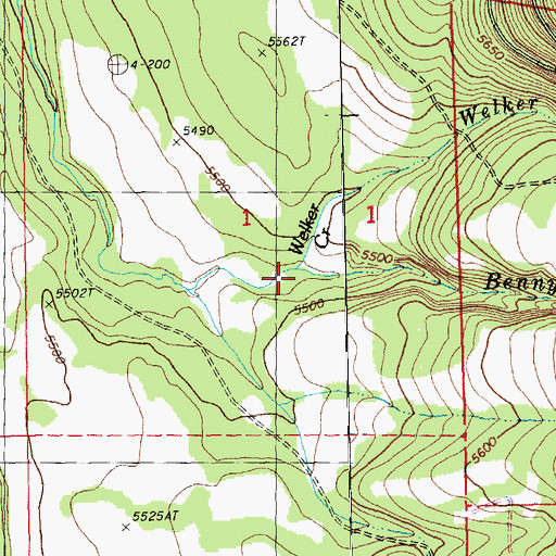 Topographic Map of Welker Creek, OR