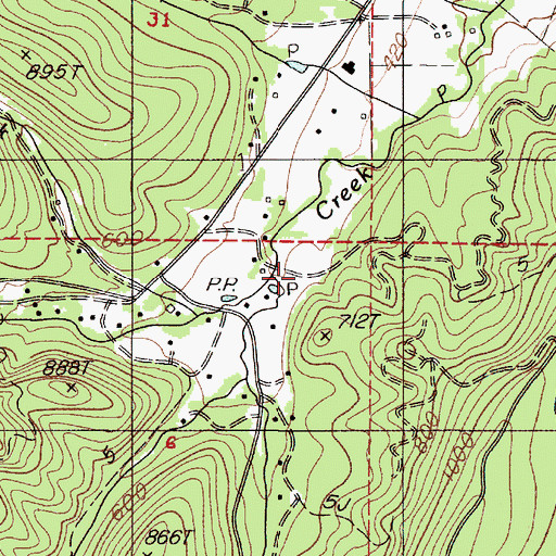 Topographic Map of Wells Creek, OR