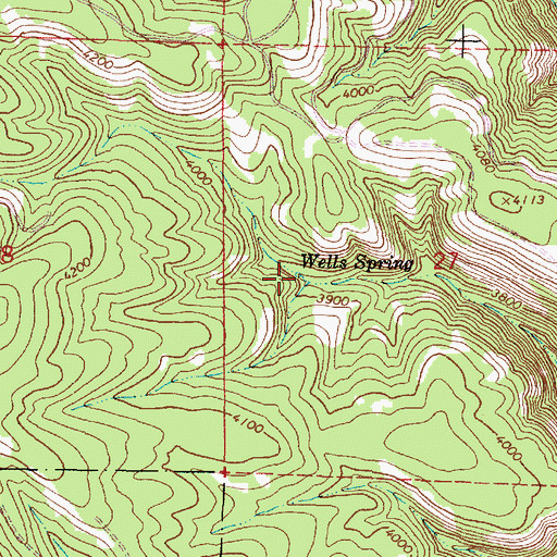 Topographic Map of Wells Spring, OR