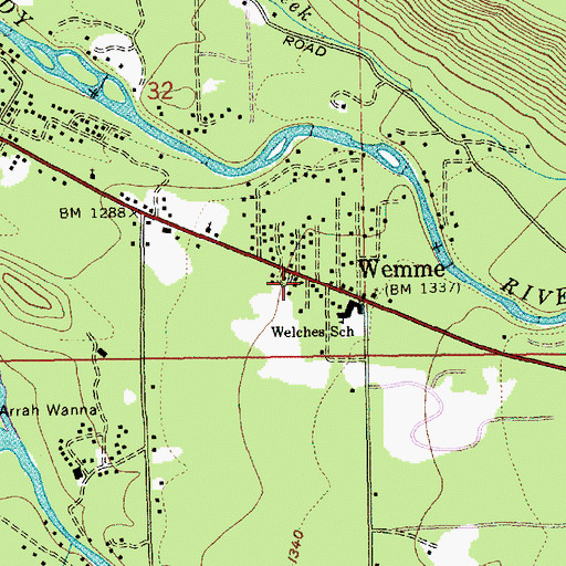 Topographic Map of Wemme, OR