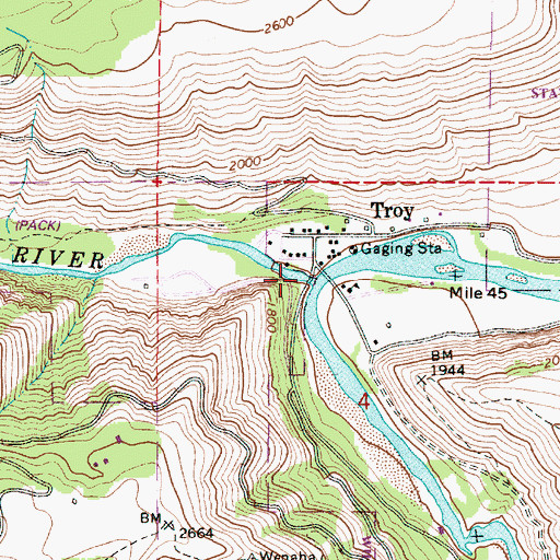 Topographic Map of Wenaha River, OR
