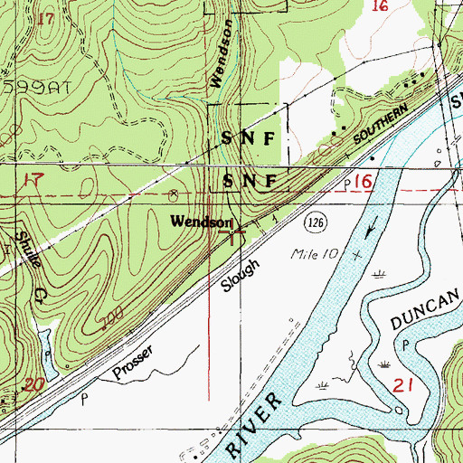 Topographic Map of Wendson, OR