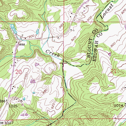 Topographic Map of Bunch Creek, AL