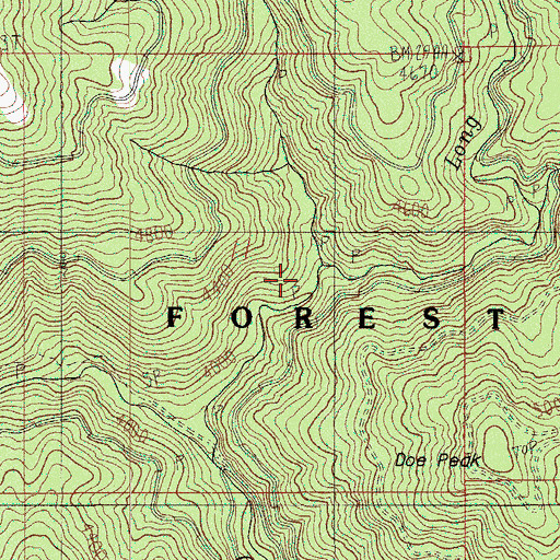 Topographic Map of West Branch Long John Creek, OR