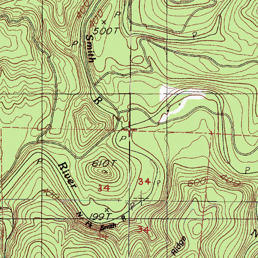Topographic Map of West Branch North Fork Smith River, OR