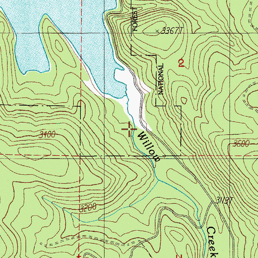 Topographic Map of West Branch Willow Creek, OR