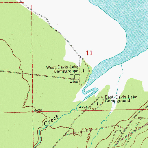 Topographic Map of West Davis Lake Recreation Site, OR