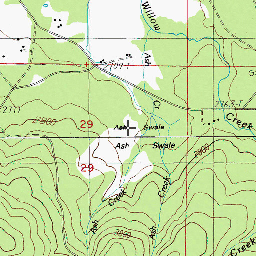 Topographic Map of West Fork Ash Creek, OR
