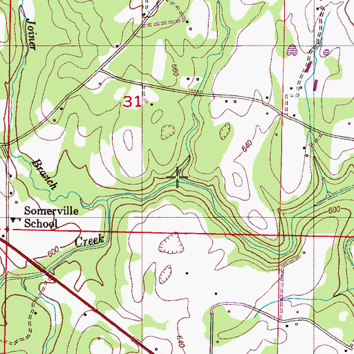 Topographic Map of Bunker Branch, AL