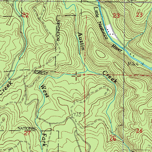 Topographic Map of West Fork Austin Creek, OR