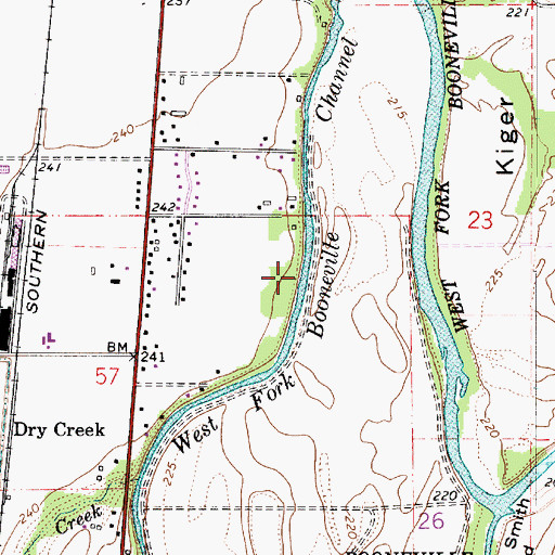 Topographic Map of West Fork Booneville Channel, OR