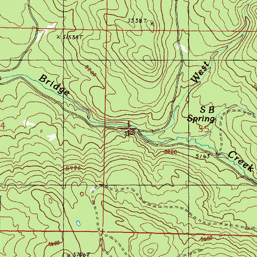 Topographic Map of West Fork Bridge Creek, OR
