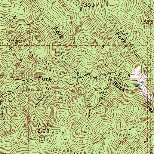 Topographic Map of West Fork Buck Creek, OR