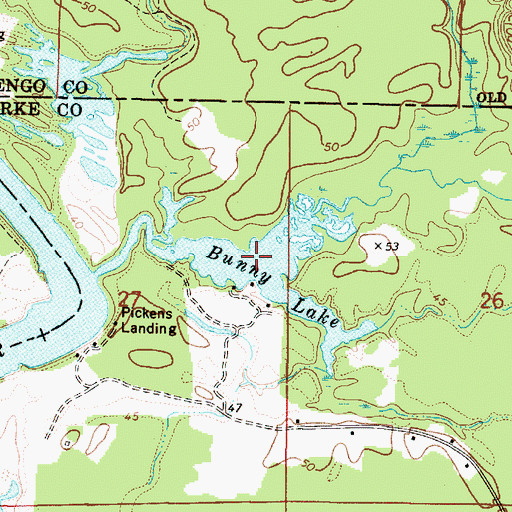 Topographic Map of Bunny Lake, AL