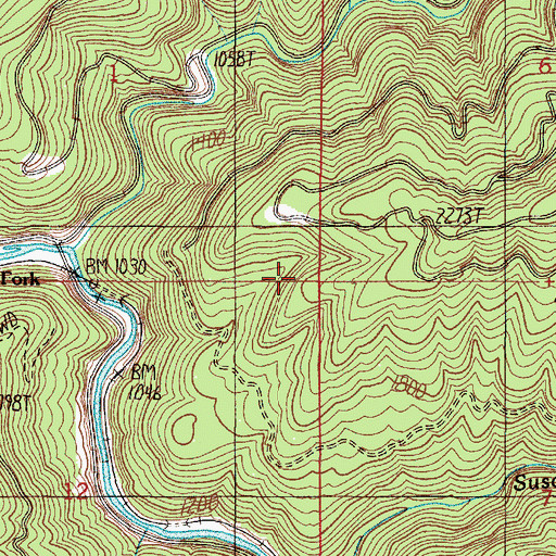 Topographic Map of West Fork Cow Creek, OR