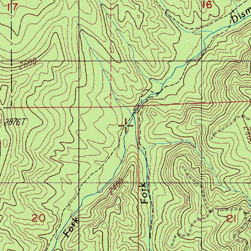 Topographic Map of West Fork Dismal Creek, OR