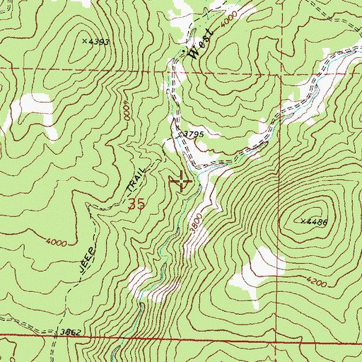 Topographic Map of West Fork Dry Creek, OR