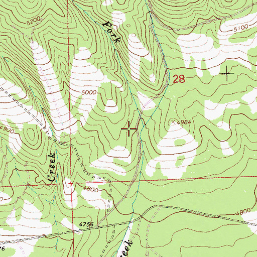 Topographic Map of West Fork Fox Creek, OR