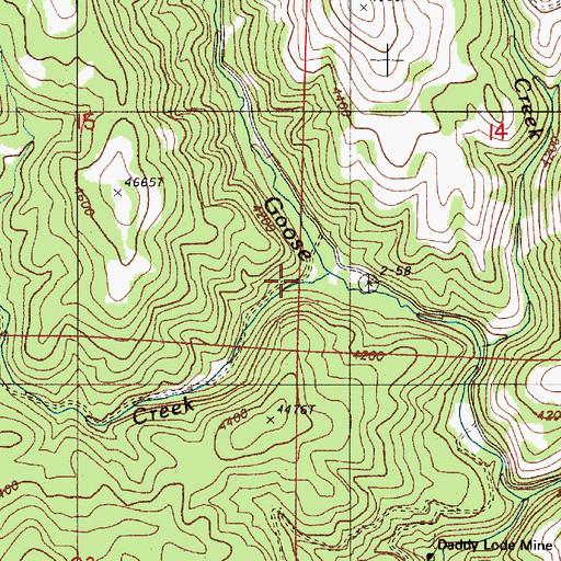 Topographic Map of West Fork Goose Creek, OR