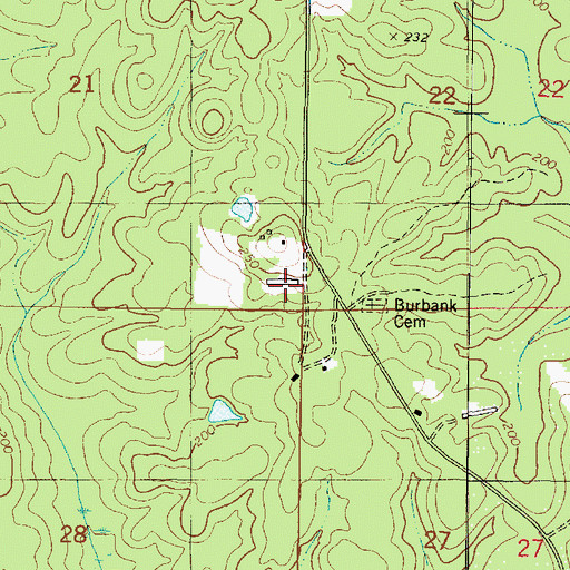 Topographic Map of Burbank Cemetery, AL