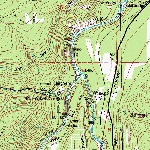 Topographic Map of West Fork Hood River, OR