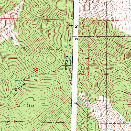 Topographic Map of West Fork Indian Creek, OR