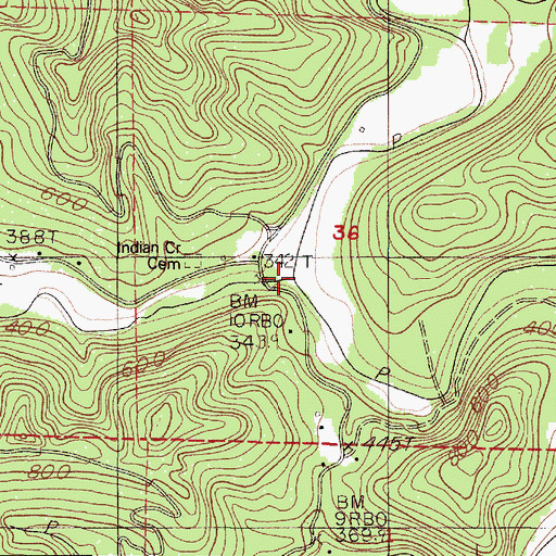 Topographic Map of West Fork Indian Creek, OR