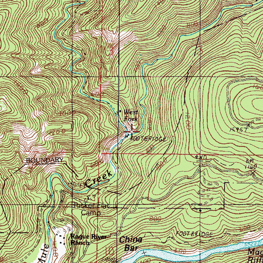 Topographic Map of West Fork Mule Creek, OR