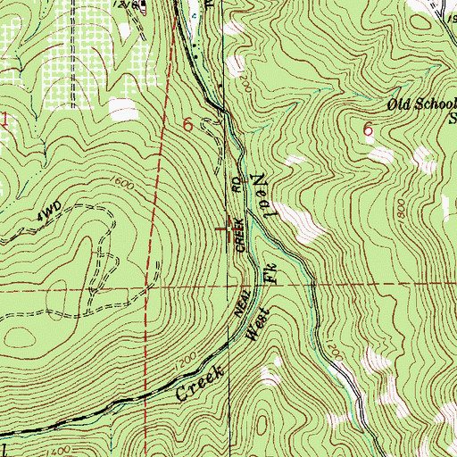 Topographic Map of West Fork Neal Creek, OR