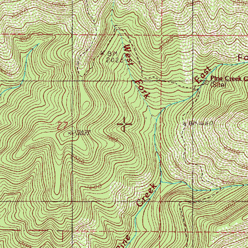 Topographic Map of West Fork Pine Creek, OR