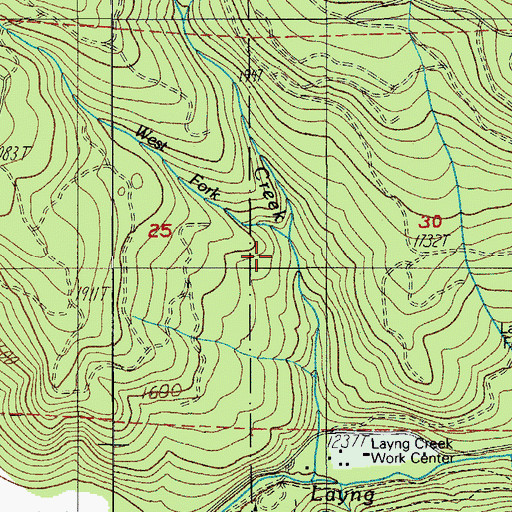 Topographic Map of West Fork Prather Creek, OR