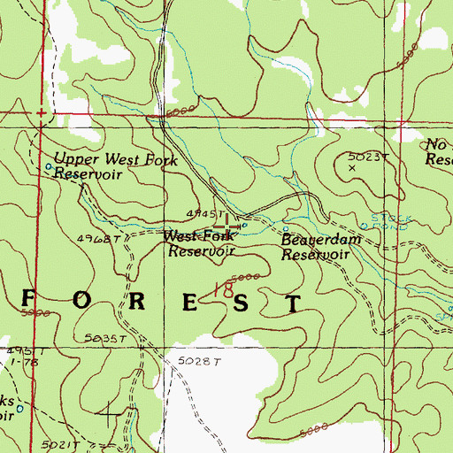 Topographic Map of West Fork Reservoir, OR