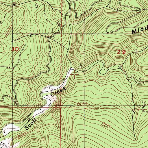 Topographic Map of West Fork Scott Creek, OR