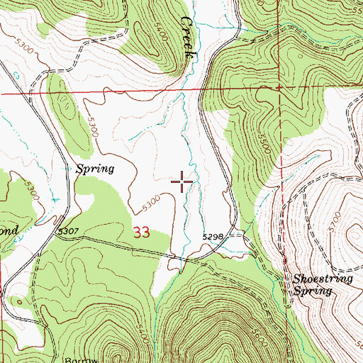 Topographic Map of West Fork Shoestring Creek, OR