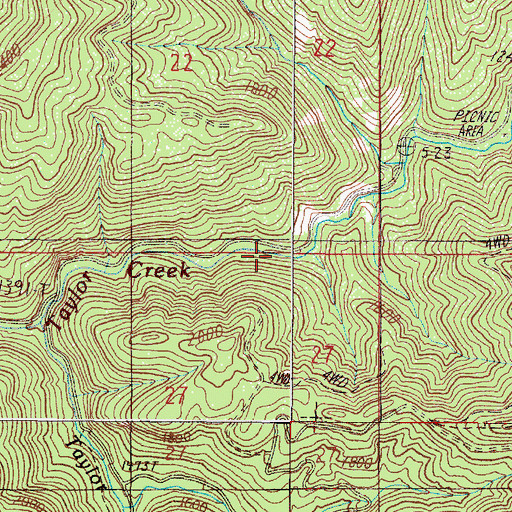 Topographic Map of West Fork Taylor Creek, OR