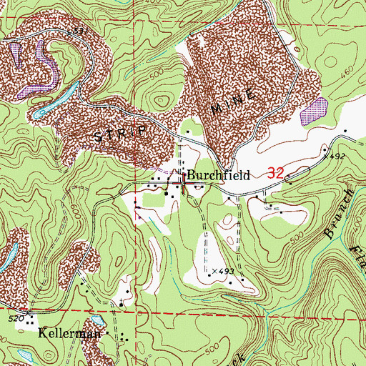 Topographic Map of Burchfield, AL