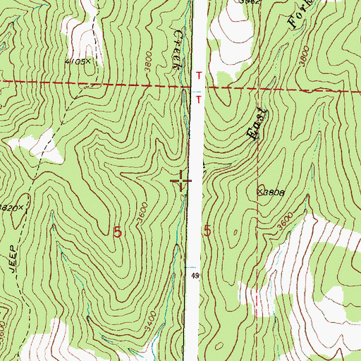 Topographic Map of West Fork Warrens Creek, OR