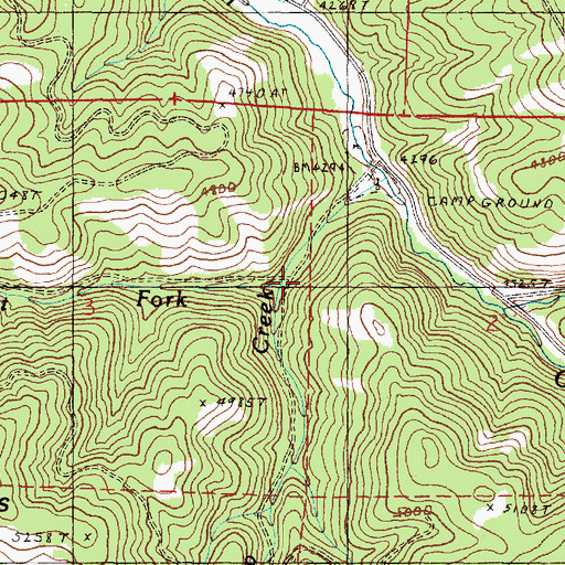 Topographic Map of West Fork Wickiup Creek, OR