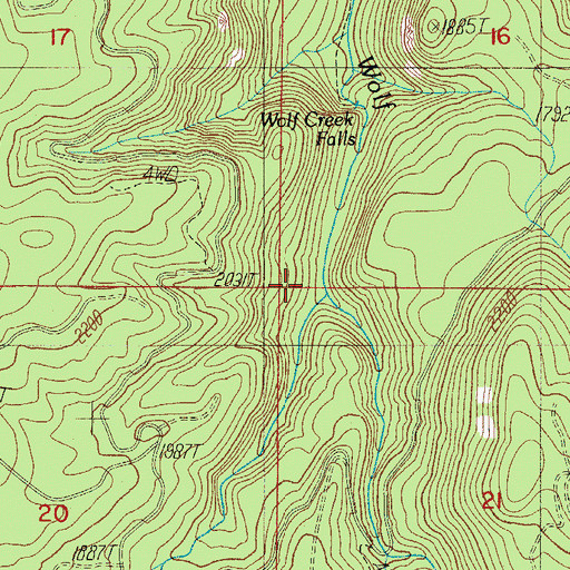 Topographic Map of West Fork Wolf Creek, OR