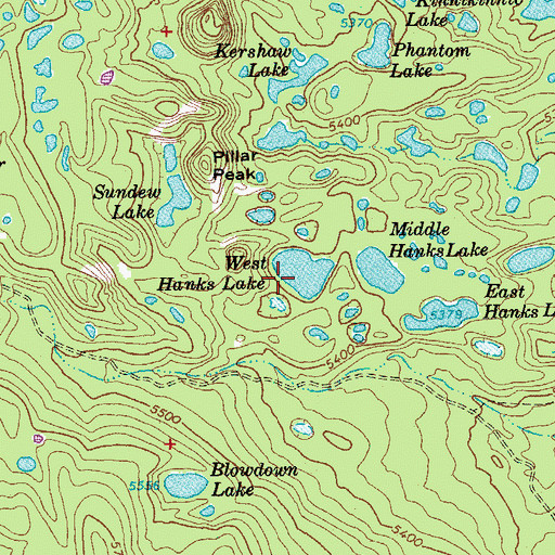 Topographic Map of West Hanks Lake, OR