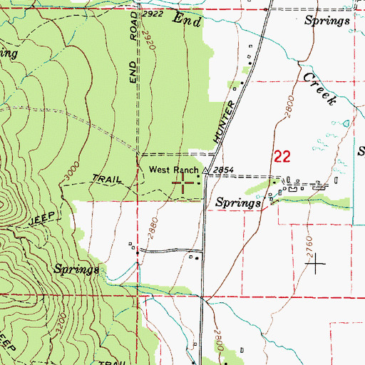 Topographic Map of West Ranch, OR