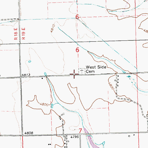 Topographic Map of West Side Cemetery, OR