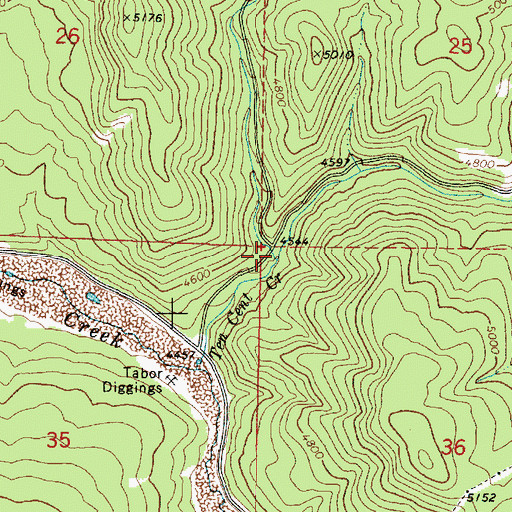 Topographic Map of West Ten Cent Creek, OR