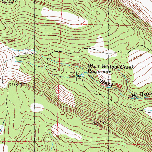 Topographic Map of West Willow Creek Reservoir, OR
