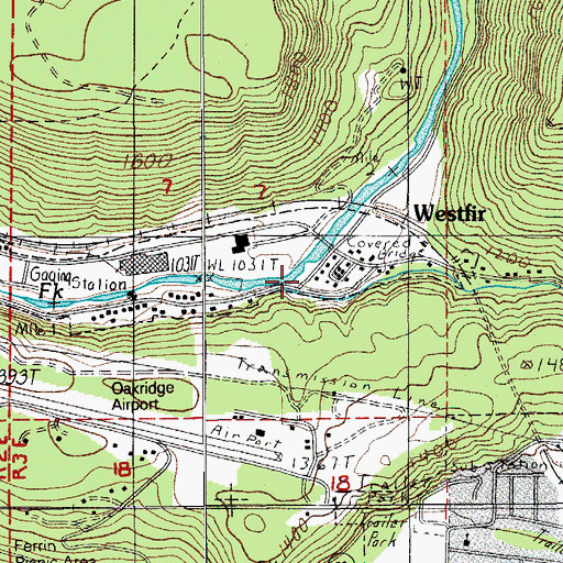 Topographic Map of Westfir, OR