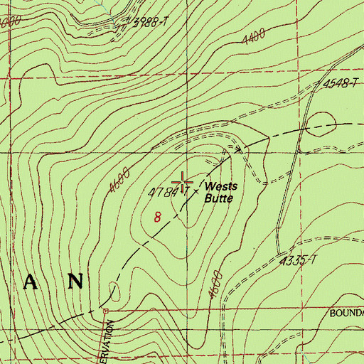 Topographic Map of Wests Butte, OR