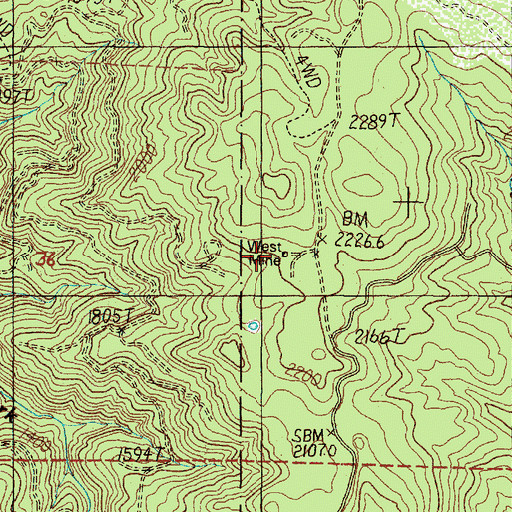 Topographic Map of Wests Mine, OR