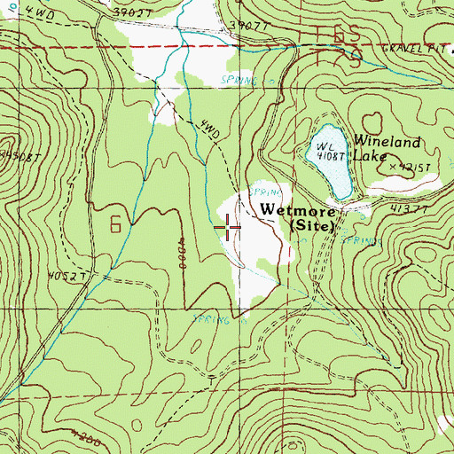 Topographic Map of Wetmore (historical), OR