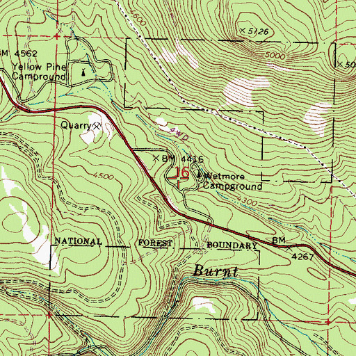 Topographic Map of Wetmore Recreation Site, OR
