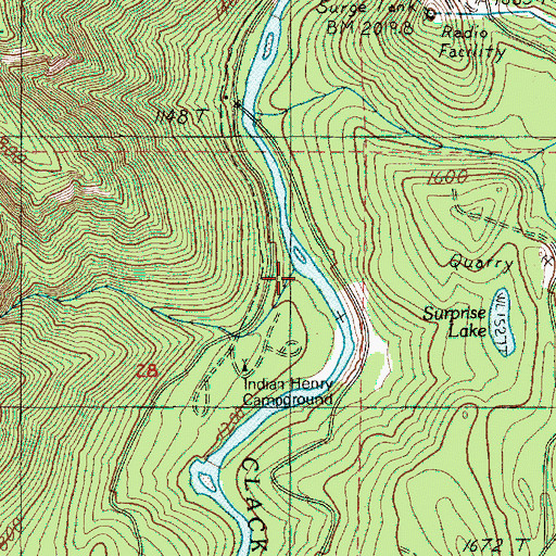 Topographic Map of Whale Creek, OR